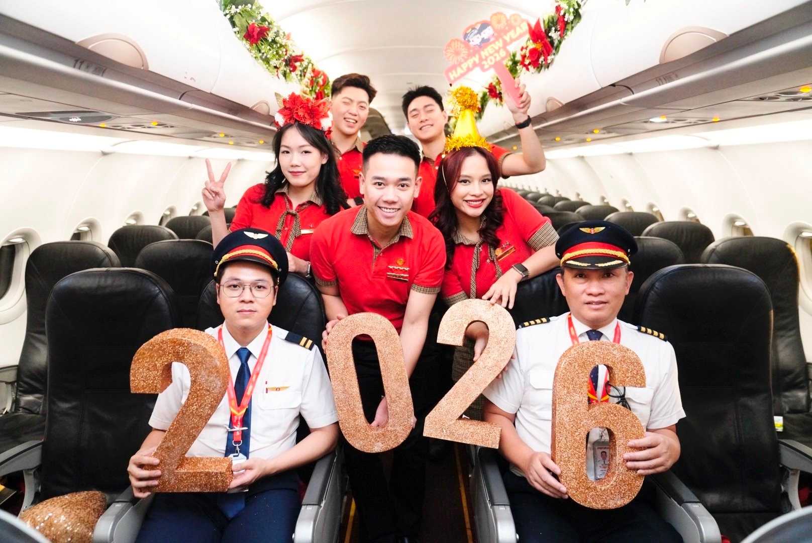 Chuyến bay mừng năm mới 2026 ngập tràn niềm vui của Vietjet